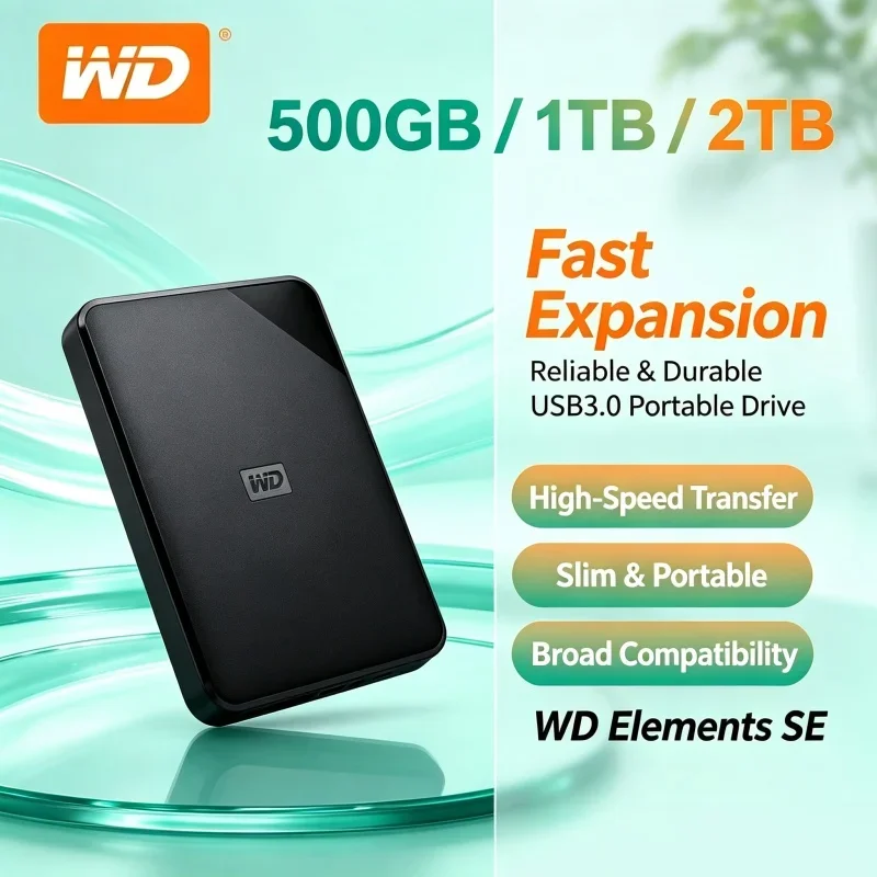 Western Digital WD Elements USB3.0 Portable External Hard Drive 1TB-5TB 2.5 Inch HDD Storage for Laptop Desktop PC Data Backup