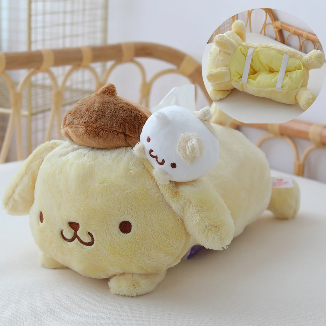 

Cute Sanrio Pom Pom Purin Tissue Set Plush Toy Doll PomPomPurin Tissue Cover Cartoon Decorative Home Pillow
