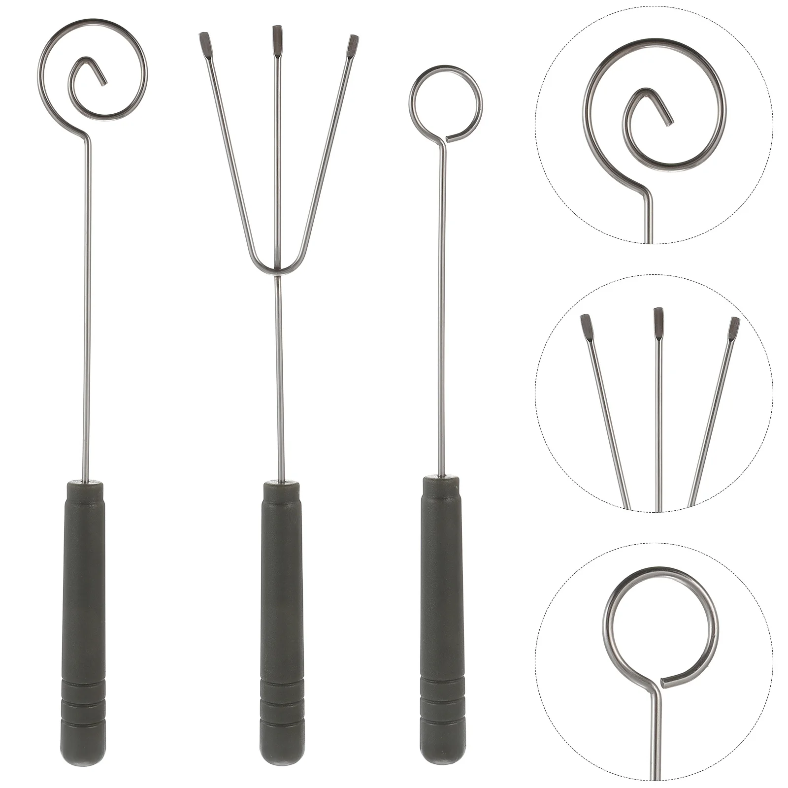 3pcs Stainless Steel Chocolate Forks Picks Kitchen Gadgets Fondue Baking Supplies Dessert Tools For Cake Fruits Nuts Candy