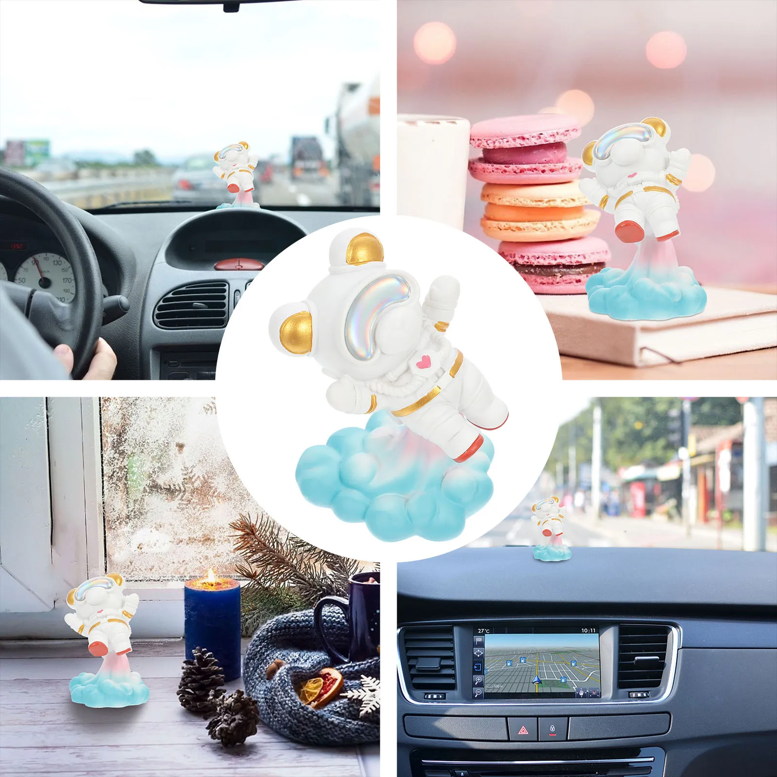 

1Pcs Resin Astronaut Bear Statue Creative Desktop Decoration Resin Space Bear Ornament for Home Office Car Decor