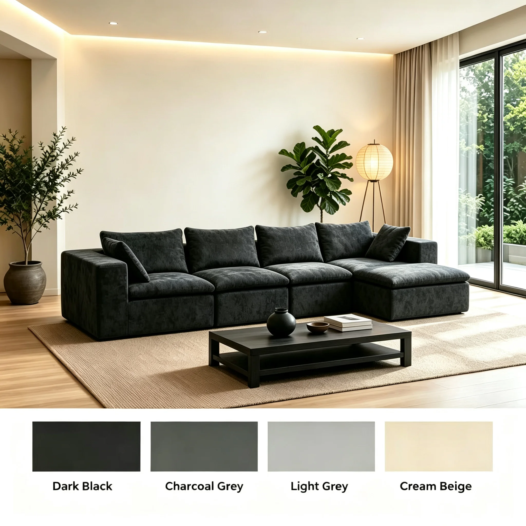 Wear-resistant Fabric Vacuum Compressed Sofa Modular L-Shape Sectional Sofa for Overseas Apartment & Hotel Bulk Orders