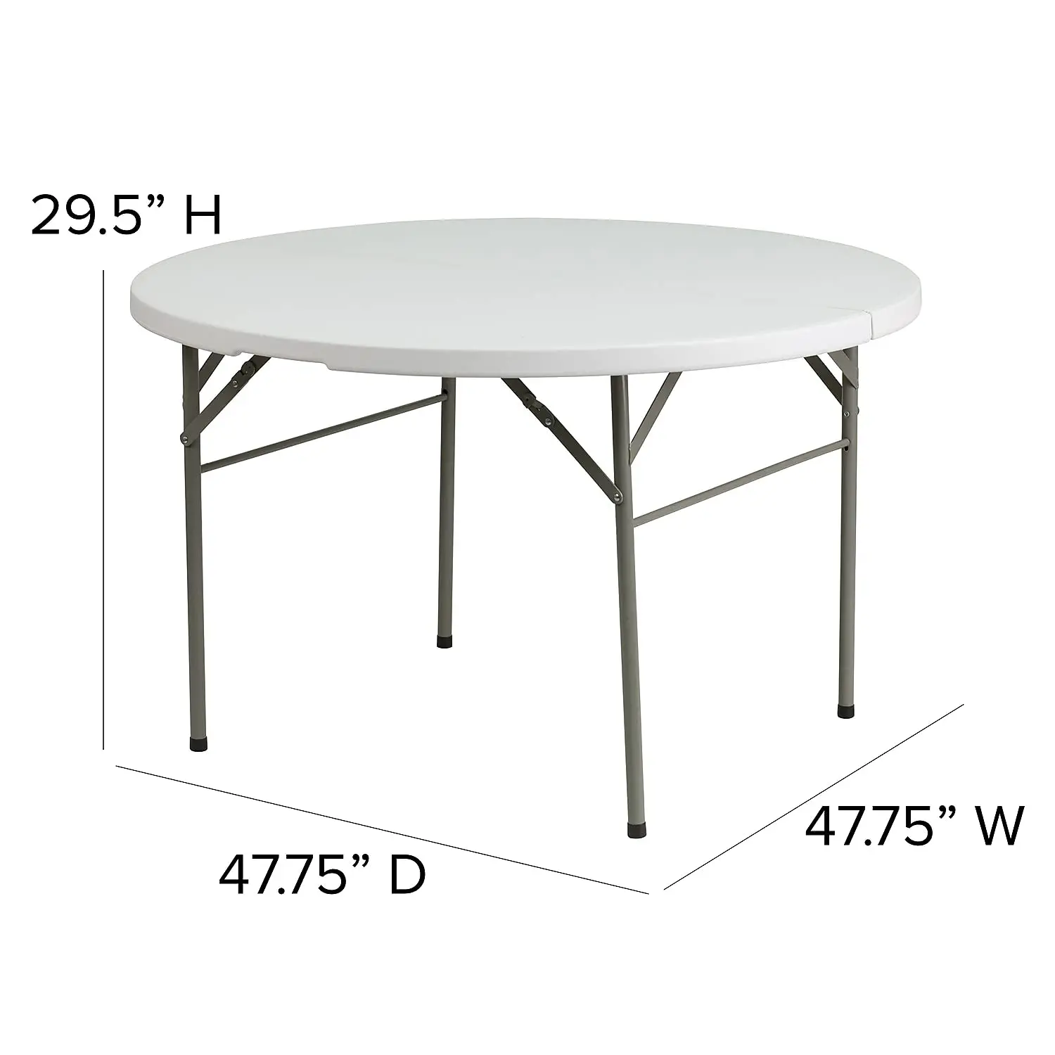 Furniture 4-Foot Round Granite White Plastic Folding Table