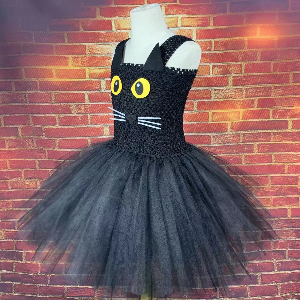 Girls Black Cat Tutu Dress Children Birthday Party Tulle Dresses Halloween Kitty Cosplay Costume for Kids Carniva Fancy Outfit view 3