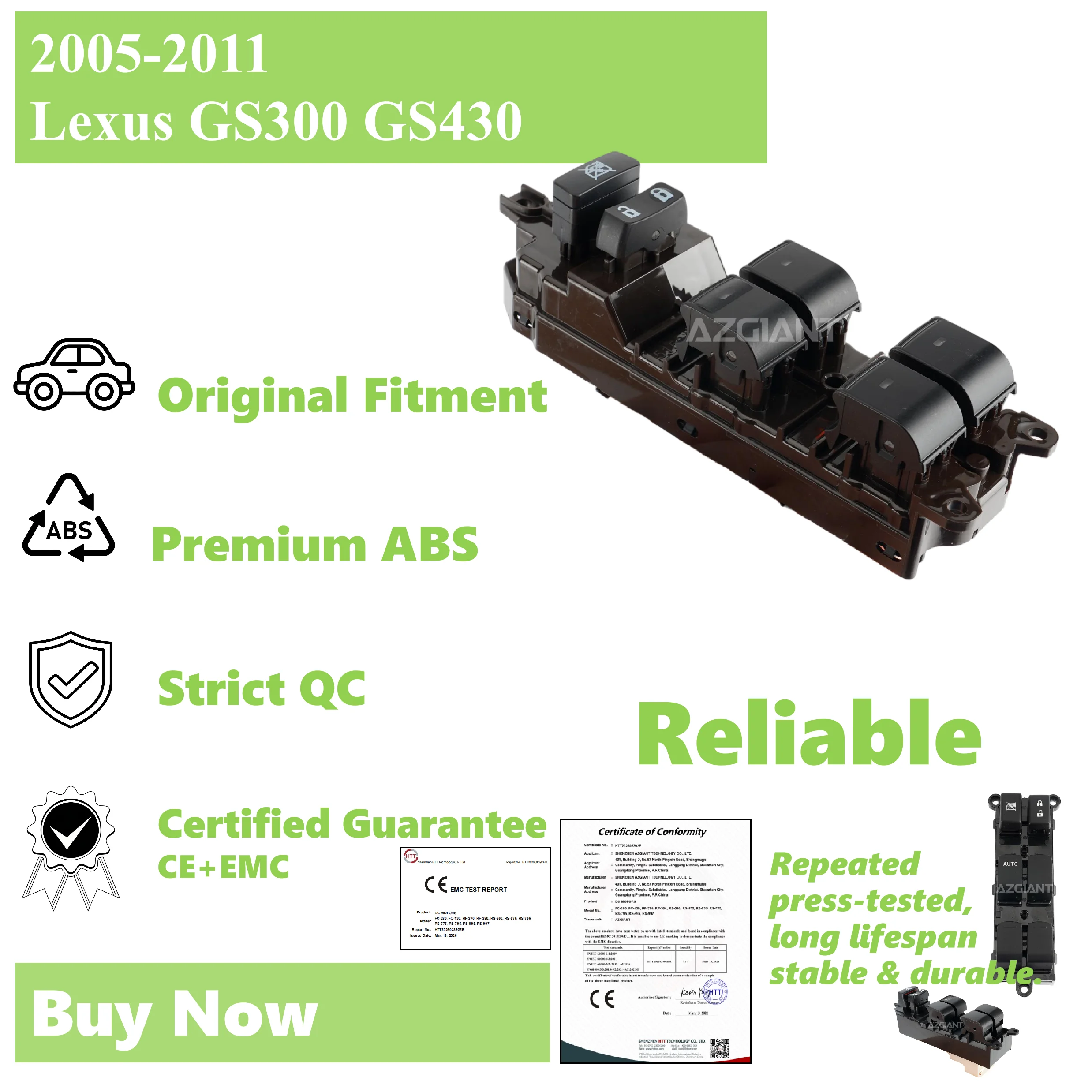 

front left 20 pin for Lexus GS300 GS430 Window Lifter Switch Button 2005 2006 2007 2008 2009 2010 2011 GRS196L-BETQHA