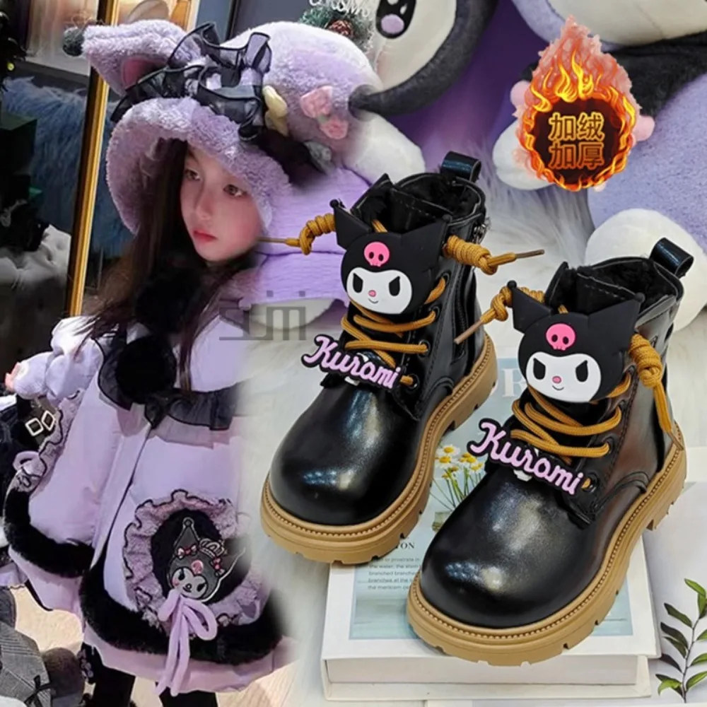 

Girls' Kawaii Kuromi Snow Boots Anime Cartoon Cute Autumn Winter Plush Girls' Martin Boots Princess Cotton Boots Girls Gift Toys