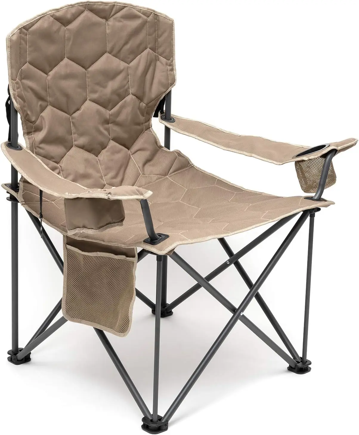 

XXL Oversized Camping Chair Heavy Duty 500 LBS for Big Tall People, Padded Portable Folding Chair with Armrest Cup Holder & Pocket for Outdoor Travel