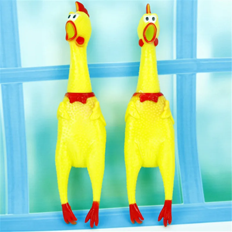 Screaming Chicken Sound Toy Cheap Yellow Rubber Squeaky Bite Chew Dog Toy Chicken