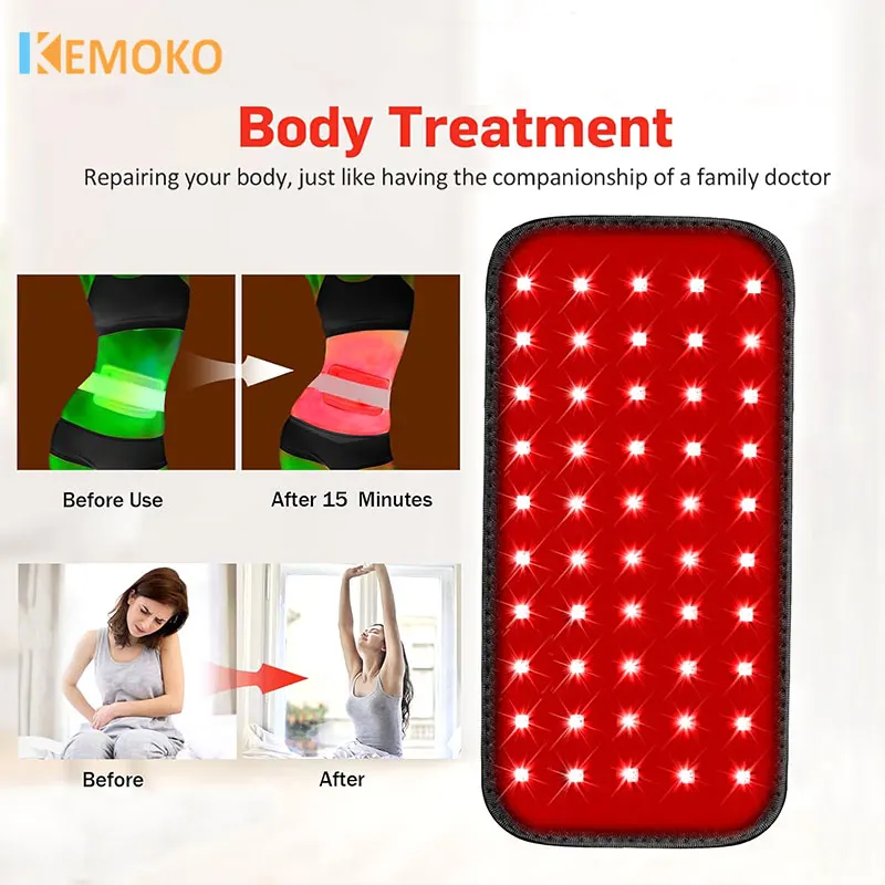 KEMOKO LED赤外線ライトセラピーパッド、体の痛みの深い治療に、背中、膝、手、足の緩和に、ポータブルホームパッド