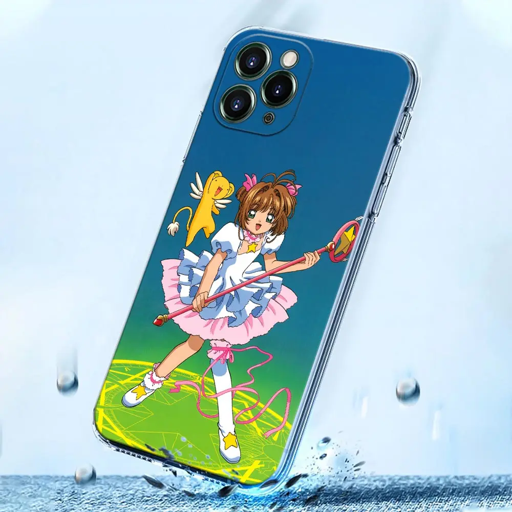 Phone Case For iPhone 14 Case 13 12 11 15 Pro Max Mini 6 7 8 Plus XS SE Silicone Funda Clear Cover Anime Girl Card Captor Sakura