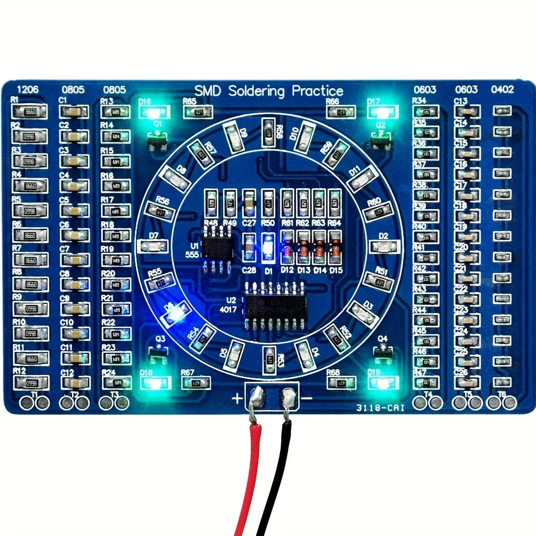 Beginner SMD/SMT Soldering Practice Kit – Reusable DIY Training Board for Skill Building & Teaching