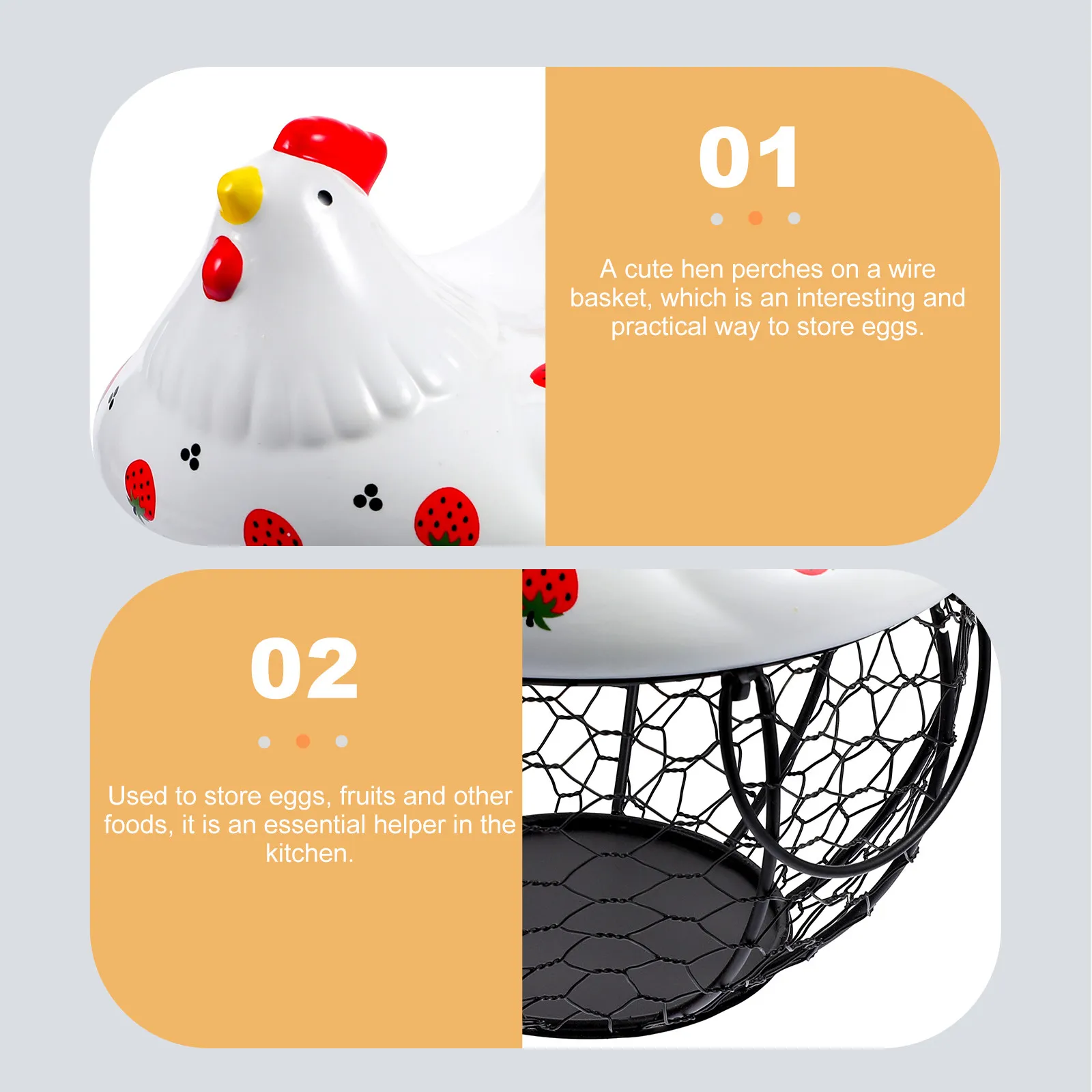 Egg Basket for Counter Eggs Holder Countertop Cute Storage Bins Chicken Gathering Fresh Fruit