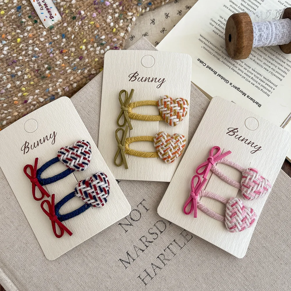 Woven Love Bow BB Clip Sweet Girl Hairpin Bangs Side Clip Children's Hair Clip Hairpin Barrettes Headwear Kids Hair Accessories
