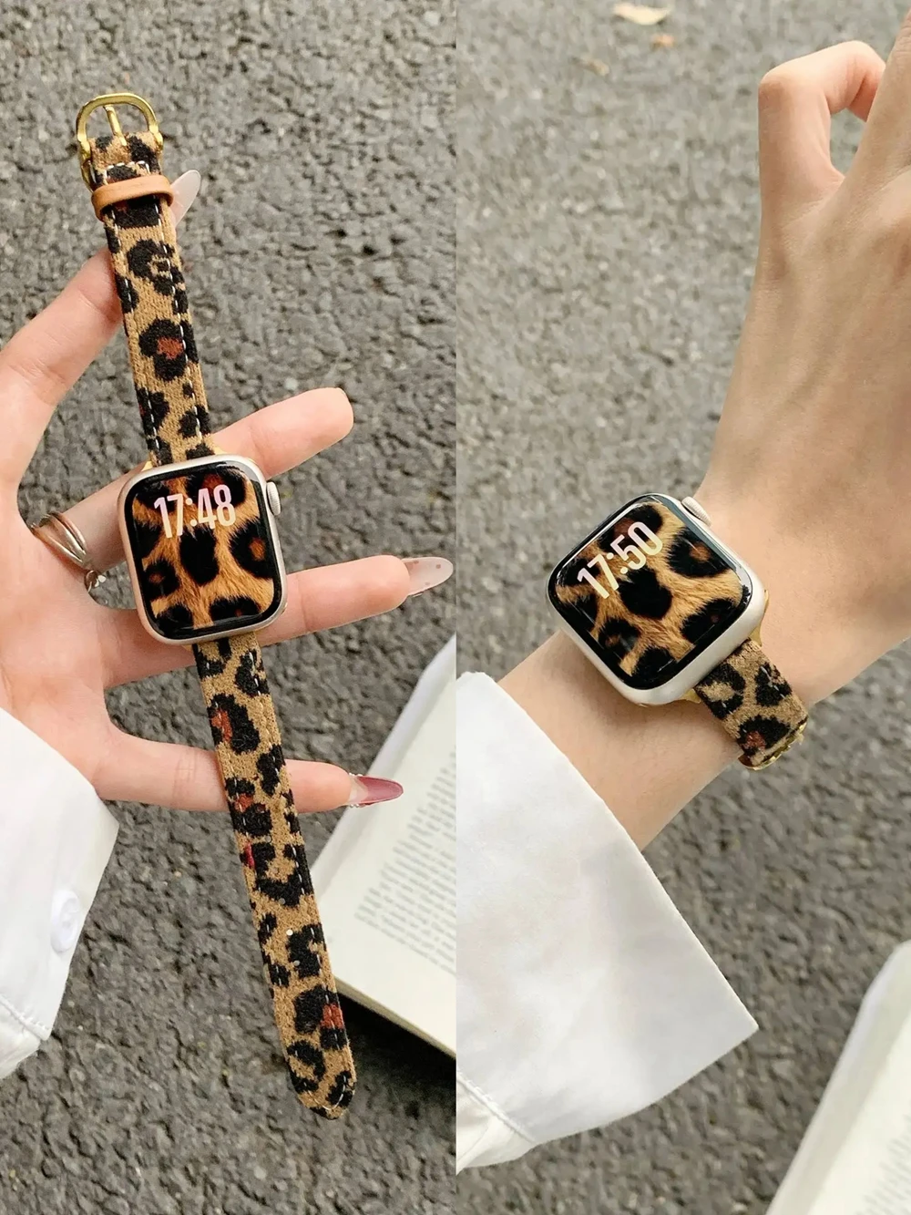 Popular Leopard Print Leather Loop Band for Apple Watch Women 44mm 40 45 41 49 42 38 Series 11 10 9 8 SE 7 6 5 4 3 Strap