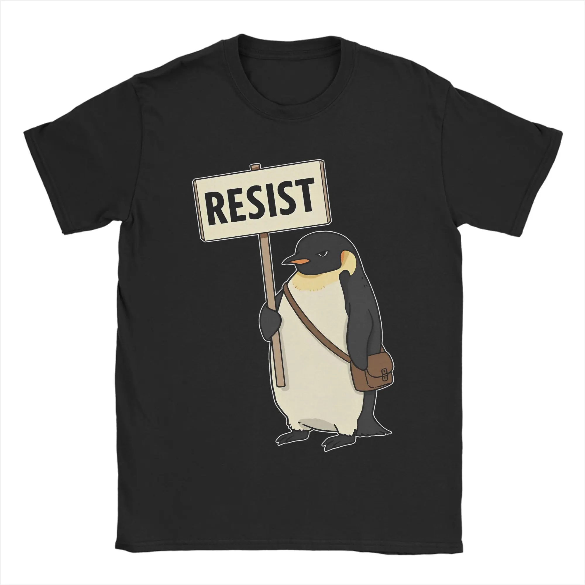 

Resist Penguin Activism no tariffs T-Shirt Summer Popular T Shirts Men Cotton O Neck Plus Size Tees Short-Sleeved Awesome Tops