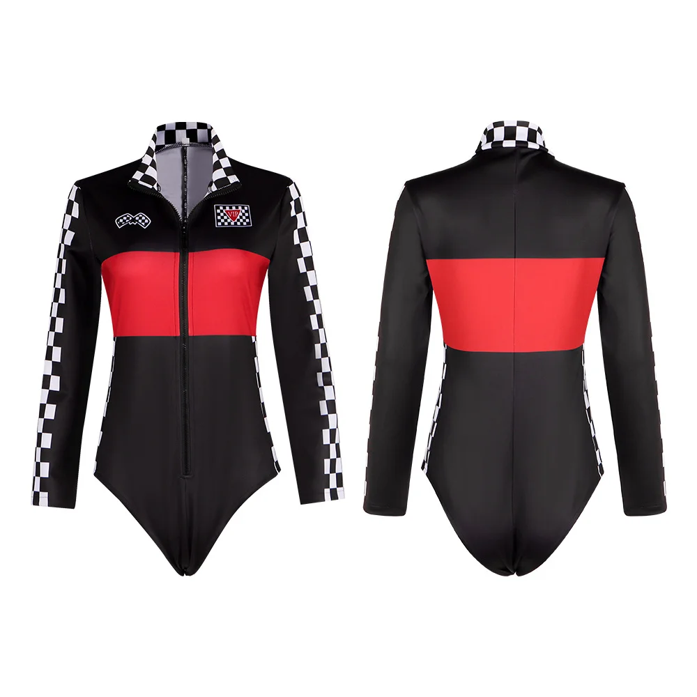 

Women's racing driver jumpsuit Halloween sexy jumpsuit cosplay costume long sleeved car racing driver girl cheerleading uniform