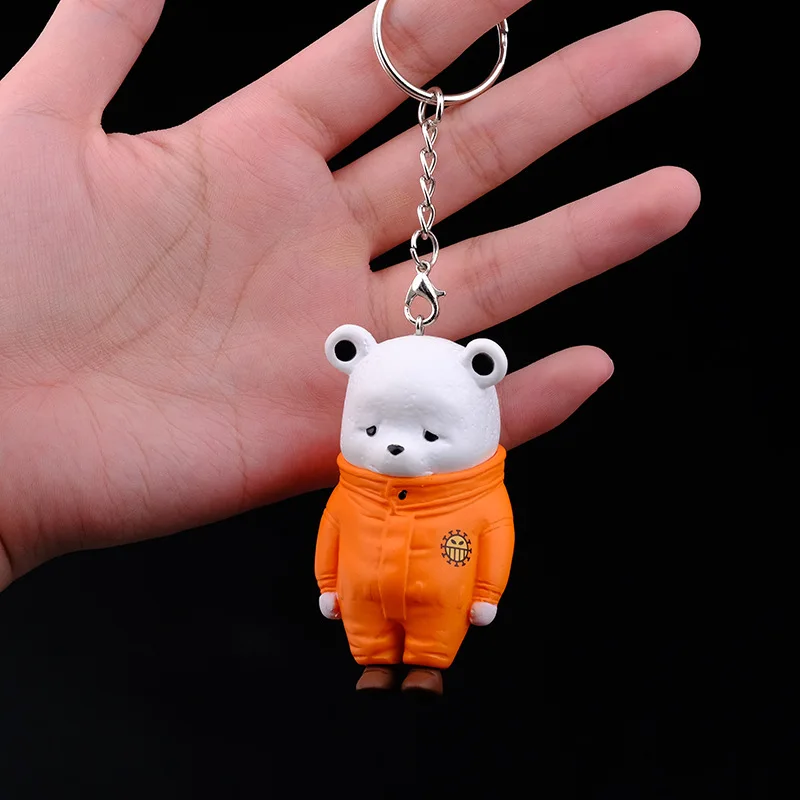 ONE PIECE Bepo Anime Keychain Action Figures Backpack Pendant Cartoon Toy Doll Men Car Motorcycle Key Ring Accessories Kid Gift