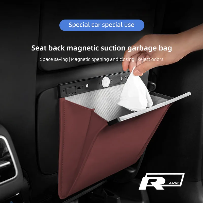 

Car Leather Magnetic Garbage Bag Leak-Proof Storage Bags For Volkswagen Rline T-Cross Arteon Magotan Sharan Caddy Eos GTD Amarok
