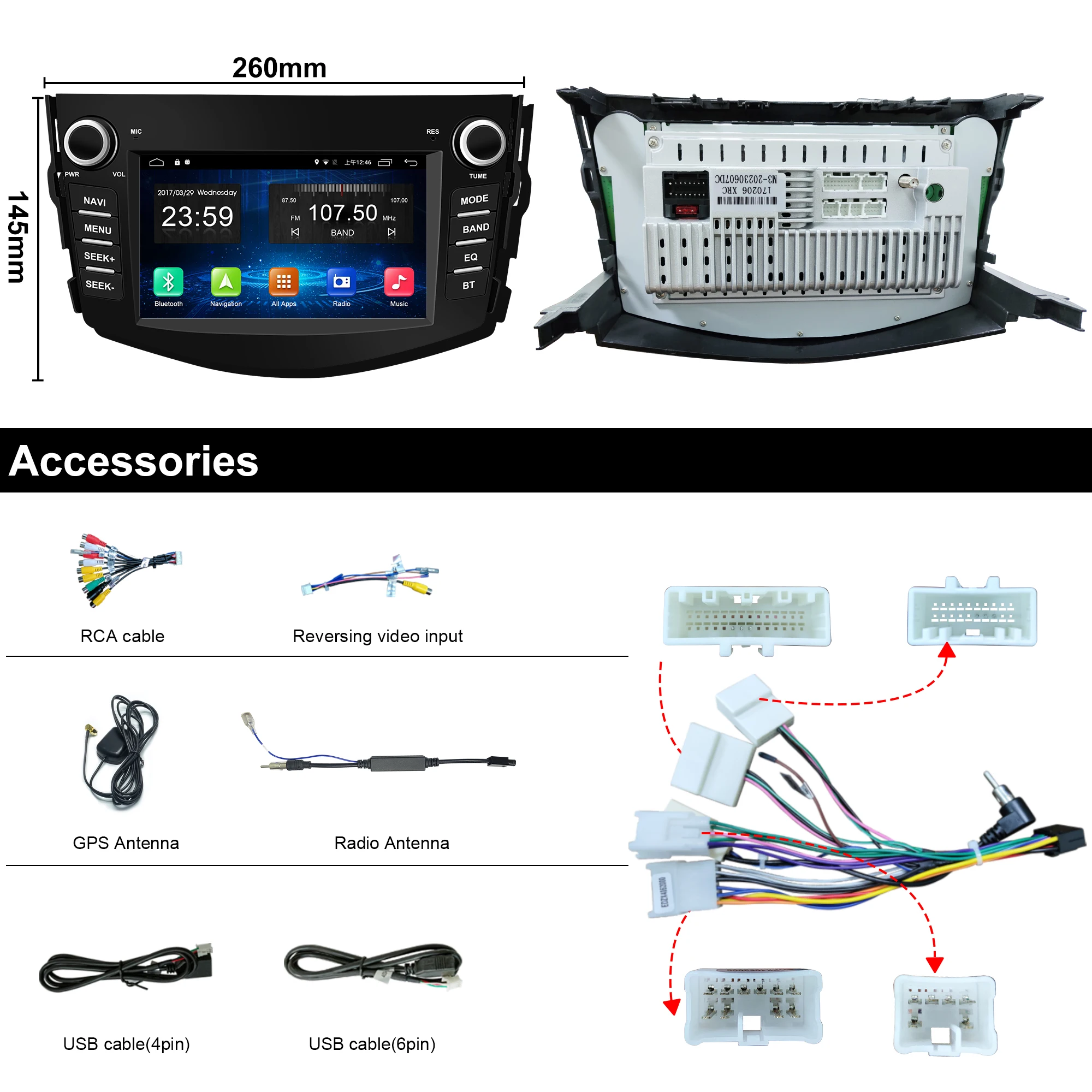 

Android Car radio for Toyota RAV4(2006~2012) Stereo screen Carplay,Android Auto,GPS Navigation,Bluetooth,Wifi,2+32G