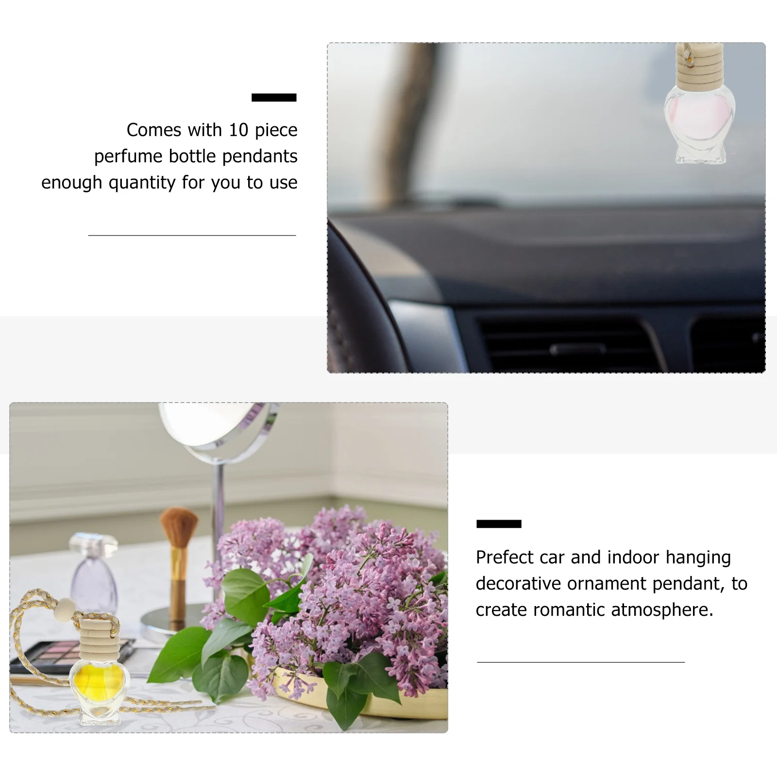 

10Pcs Car Perfume Bottle Pendant Hanging Essential Oil Diffuser Aromatherapy Air Freshener Decorative Gift Ornament