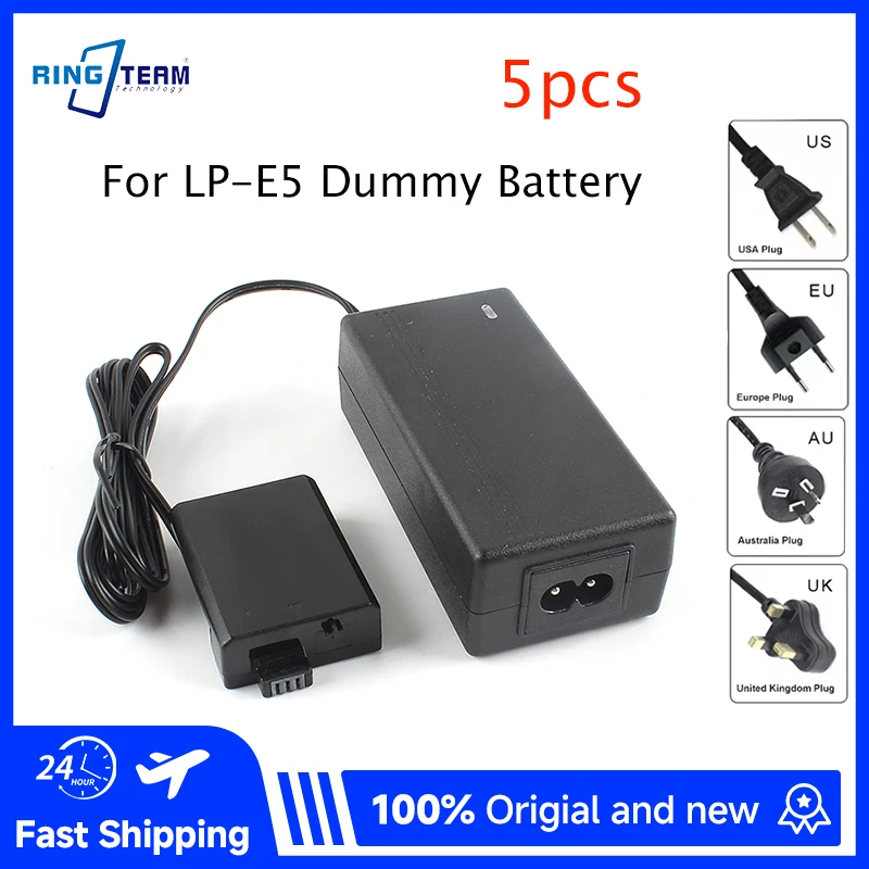 ACK-E5 DR-E5 DC Coupler LP-E5 Dummy Battery AC Power Adapter Kit for Canon EOS 450D 500D 1000D Rebel XSi XS Kiss F X2 X3 T1i