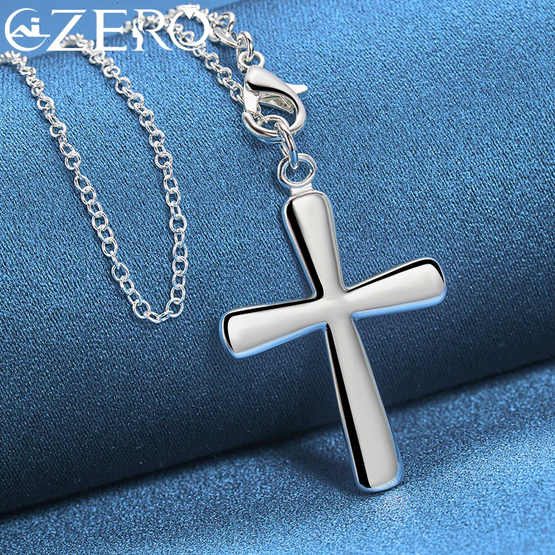 ALIZERO 925 Sterling Silver 16-30Inch Chain Heart Cross Pendant Necklace For Women Men Fashion Wedding Party Jewelry Lovers Gift