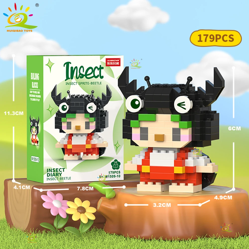 HUIQIBAO Mini Leuke Insect Micro Bouwstenen 3D Diamant Model BEE Slak Baksteen DIY Stad Bouw Speelgoed voor Kinderen Kid Gift
