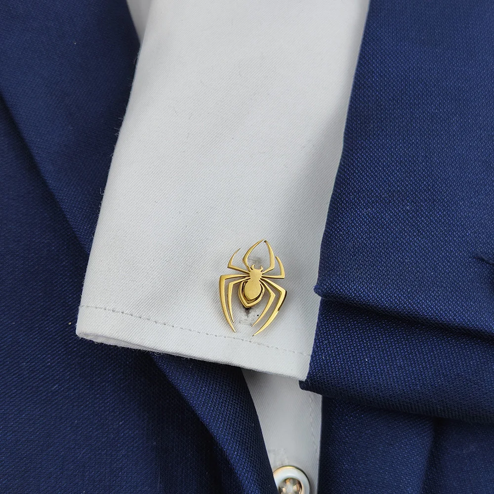 Wholesale Fashion Cufflinks Beautiful Stainless Steel Spider Pattern Clothing Jewels As Gifts for Fathers and Boyfriends