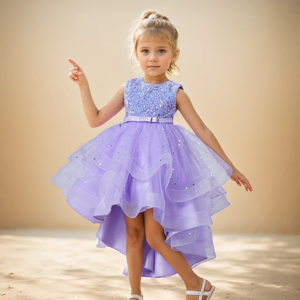 Ragazze di fiore Principessa Paillettes Matrimonio per bambini Festa di Natale Abito da trascinamento Adolescente Bambini Bambini Abiti eleganti per