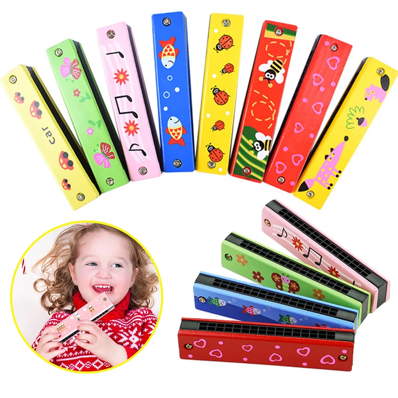 آلة موسيقية هارمونيكا خشبية ذات 16 فتحة لعب للأطفال هدايا حيوانات كرتونية لعبة مرسومة للأطفال ألعاب تعليمية مبكرة TMZ #1