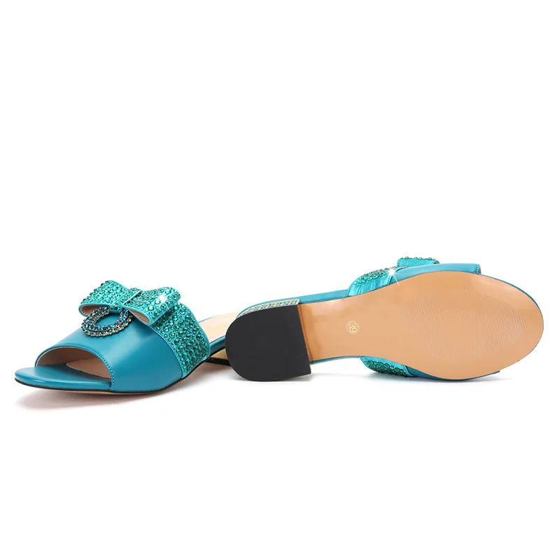 Zapatillas De fondo plano con diamantes De viento, moda De talla grande, cristal, diamantes calientes, tacón alto, banquete De boda, Bolsos De Mujer Tendencia