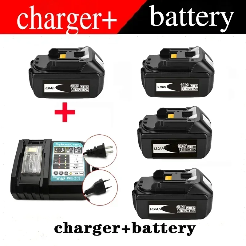 BL1860 18V 6000mAh battery and charger for Makita 18V battery charging replacement BL1840 BL1850 BL1860 BL1860B tool battery