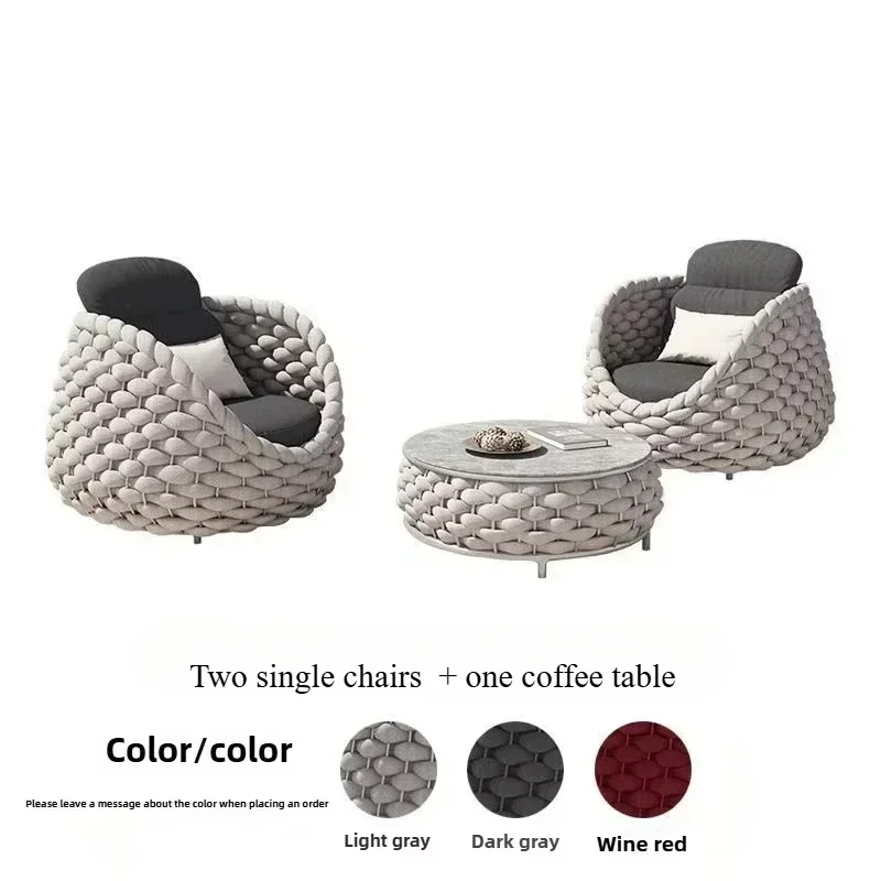 Tuinset van rotan met kussens, wicker loveseat, geschikt voor tuin, achtertuin, veranda, weerbestendig en duurzaam - afbeelding 1