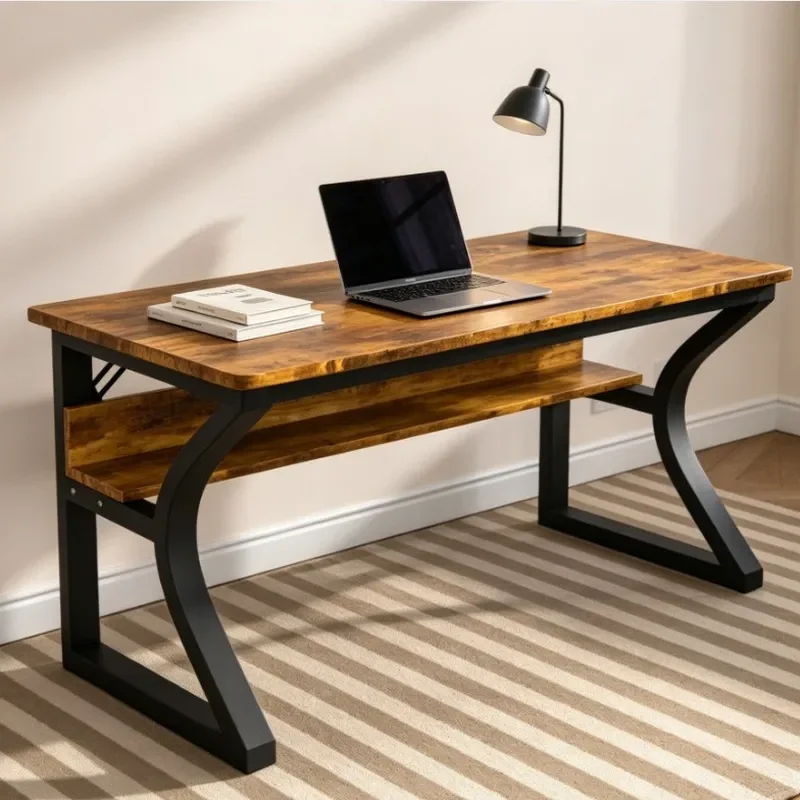 Retro Wrought Iron Computer Desk American Style E-sports Gaming Table Study Bedroom Office Workstation Customizable