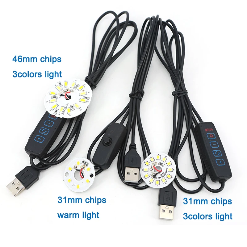 

DC 5 В 3 Вт USB светодиодные фонари чип теплый свет или 3-цветный переключатель затемнения ночник кабель питания