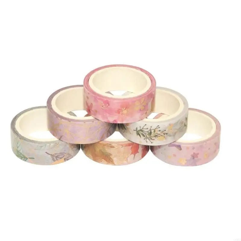 CORA 6 Rolls Flowers Washis Tape Decorative Tape Hand Account Tape Artists Tape Masking Tape for Scrapbooking Decoration