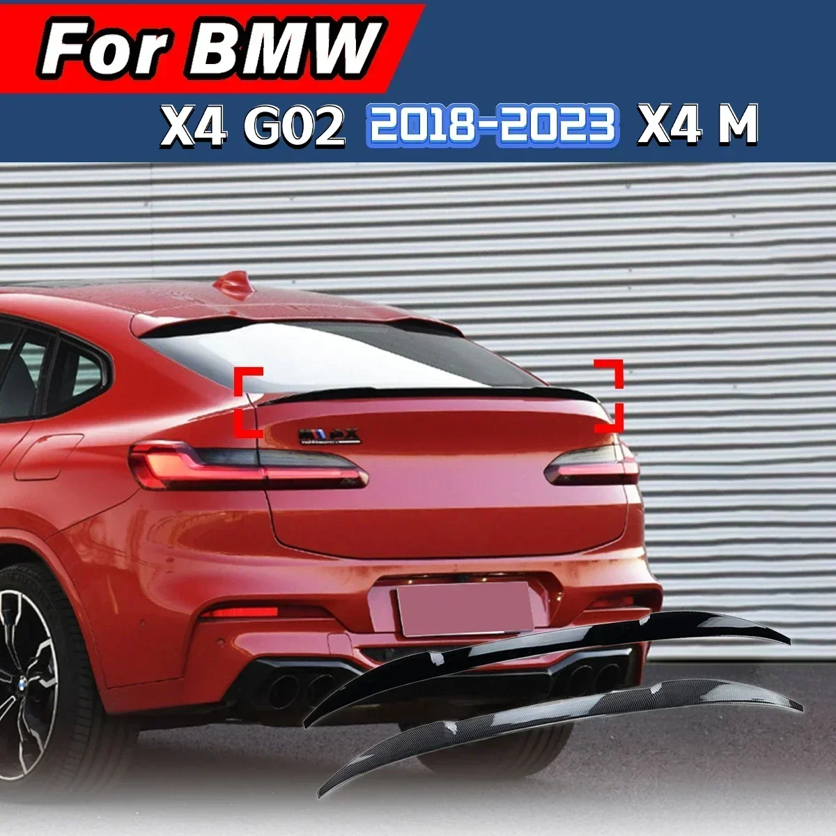 For BMW X4 G02 X4M 2018 2019 2020 2021 2022 2023 Car Trunk Rear Spoiler Gloss Black Splitter Diffuser Rear Wing Modification Kit