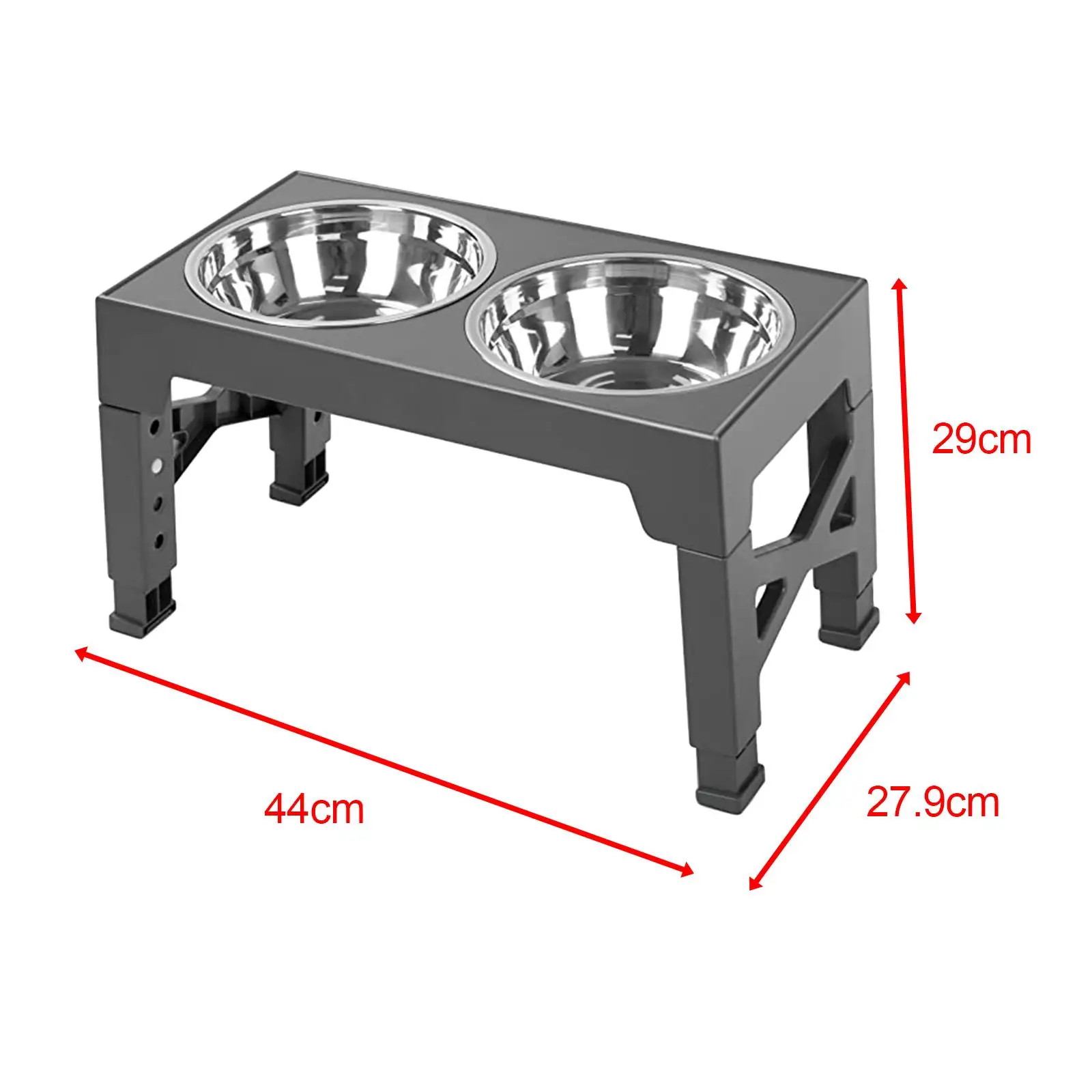 Raised Dog Bowl AntiSlip Adjustable to 5 Height 2 Stainless Steel Bowls Dog Bowl with Stand for Small Medium Large Dogs Cats