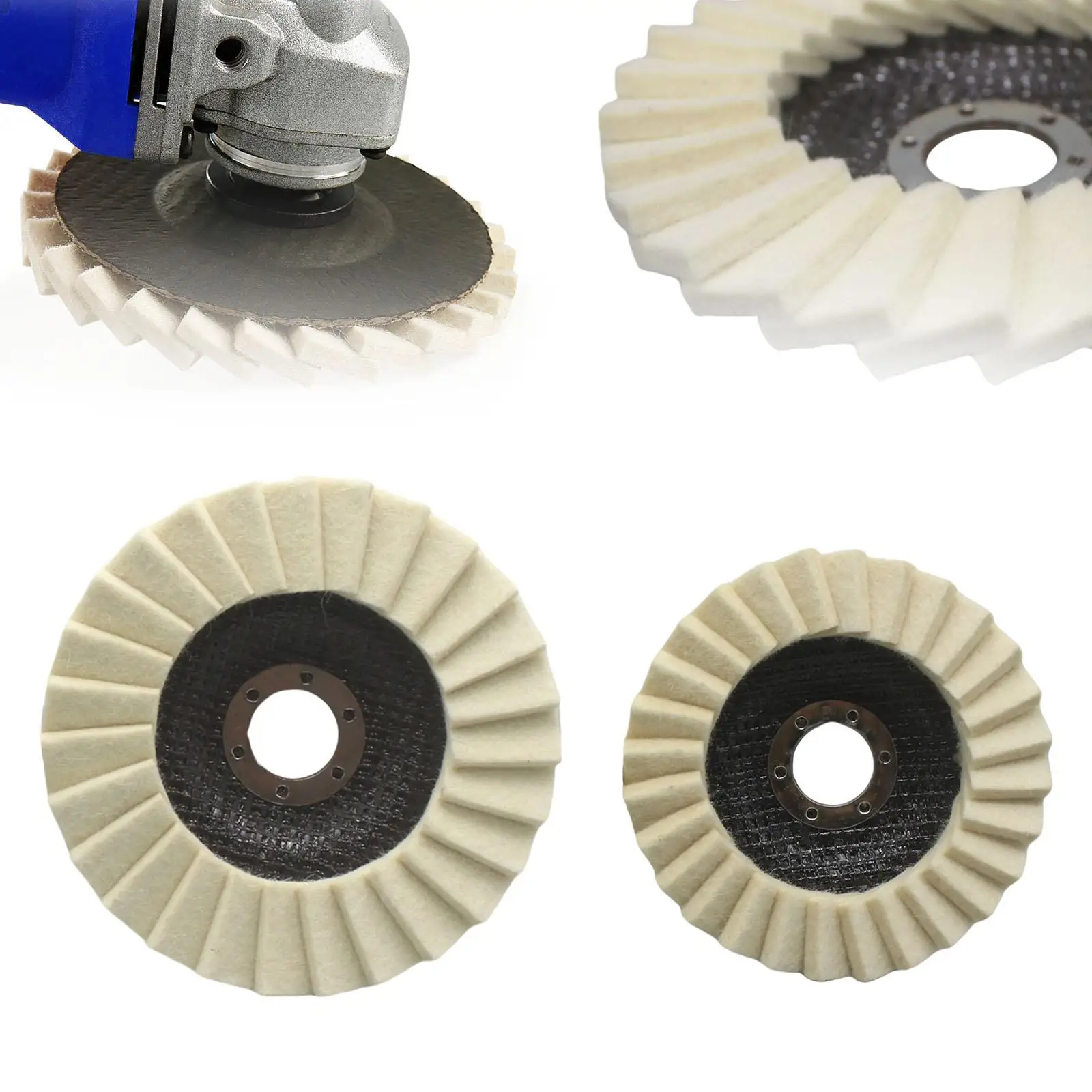 3xWool Felt Flap Polishing Disc Angle Grinder Attachment for Jewelry Glass Car 125 Type