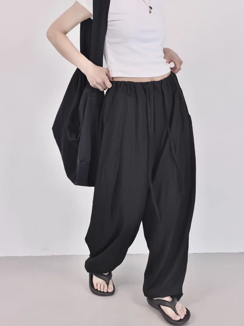 High Waist Harlan Casual Pants Women's Summer Thin Loose plus Size Wide Leg Long Pants Dark Design Sensation Casual Trousers