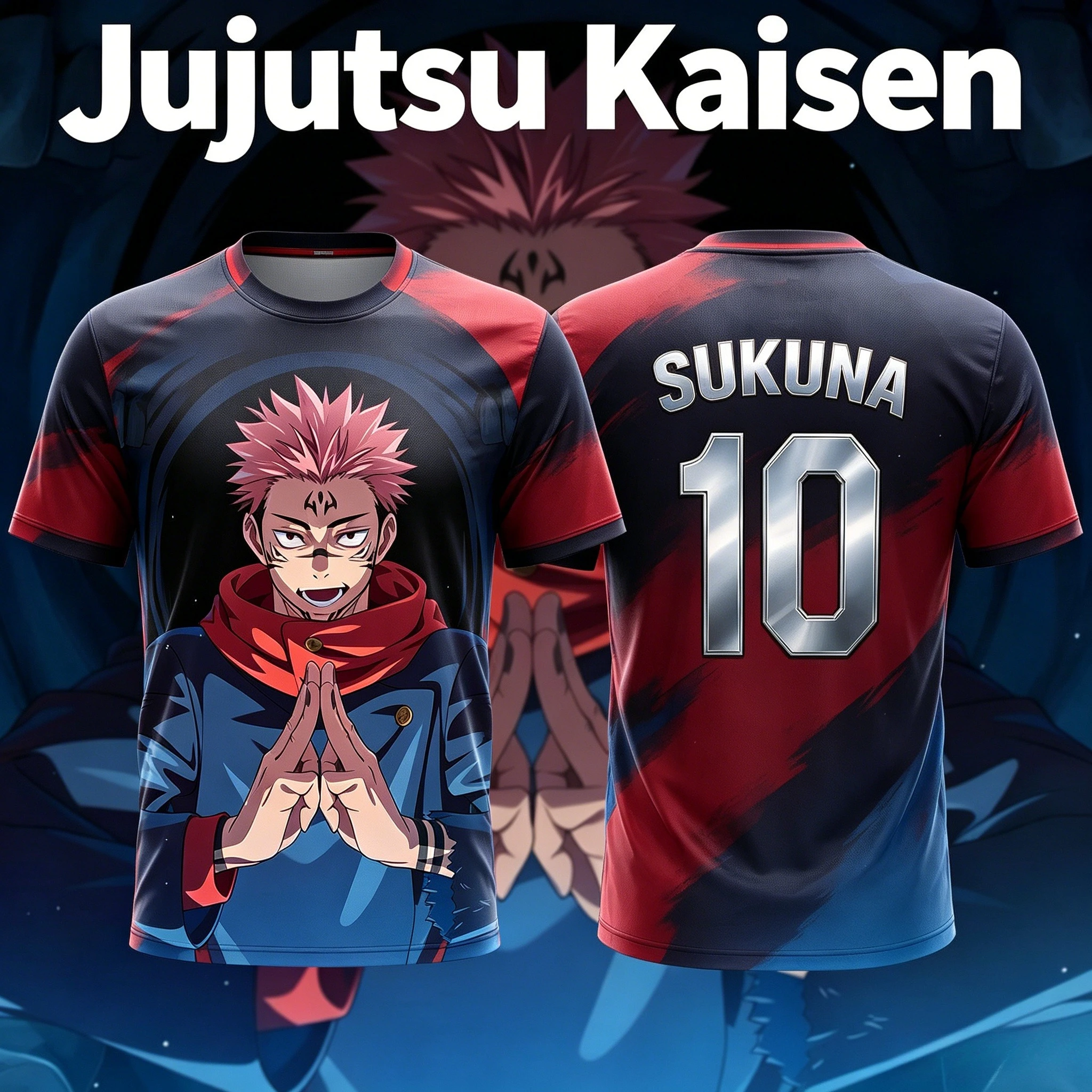 2026 New JUJUTSU KAISEN NO.10 NO.7 Ryomen Sukuna Anime T-Shirt Adult Men's 3D Printed Special Football Jersey T-Shirt Kids Y2k