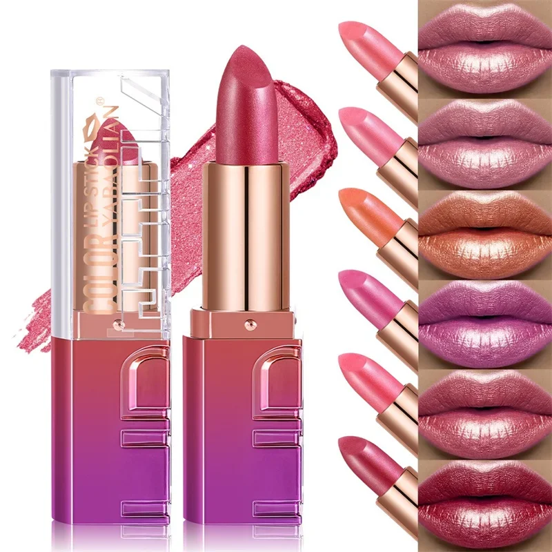 Diamond Pearlescent Lipstick Glitter Metallic Changing Lipgloss Waterproof High Pigmented Shimmer Luxury Bold Glitter Lip Makeup