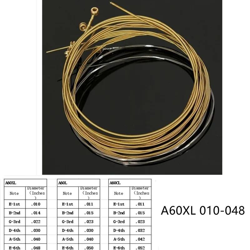 Acoustic Guitar Strings 6Pcs/Set Pure Copper Strings 1-6 for Acoustic  Ukulele Bass Steel Wire Classic Acoustic Folk 010 011 012