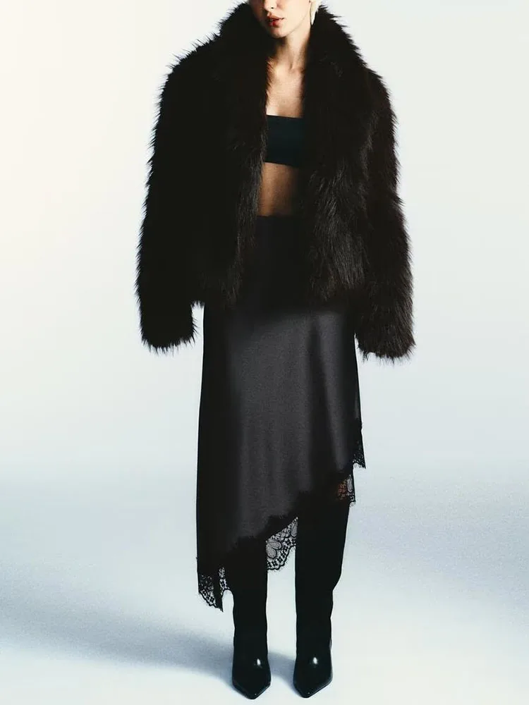 High-End Winter New Arrival Women's Dr ZA2025 Lace Decorated Silk Satin Skirt Ele Ethnic Stage Costume 2025