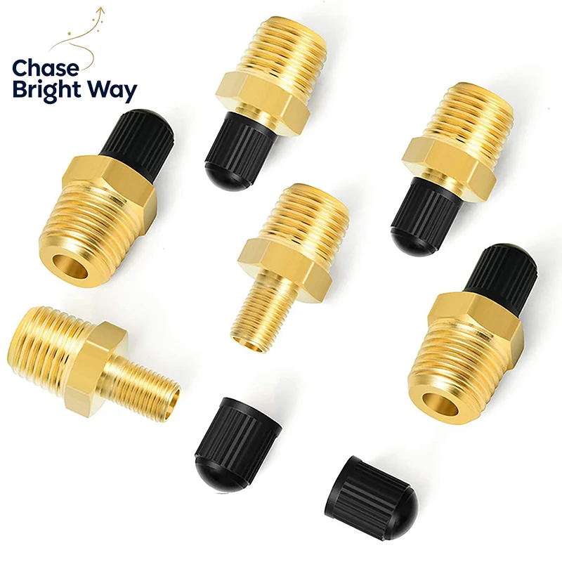 2Pcs Brass Air Inflator Adapter W/Valve Stem Inside 1/4