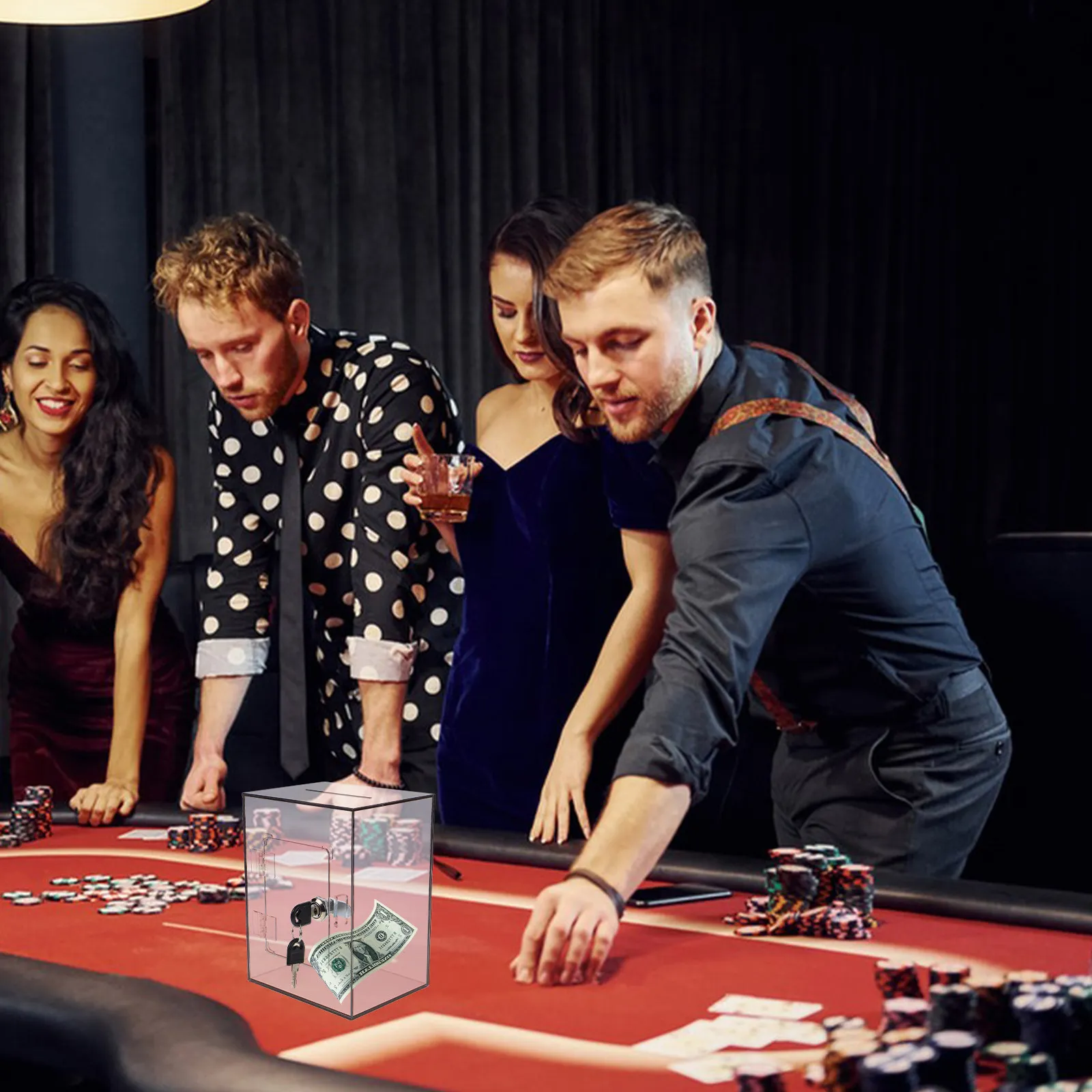 

Acrylic Donation Box with Lock Clear Suggestion Complaint Ballot Donation Fundraising Voting Storage Acrylic Box with Lock