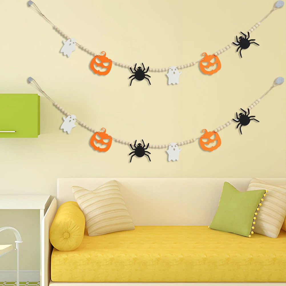 

2 Pcs Pumpkin Decorative Hanging String Decoration Brown Indoors Halloween Garland Beaded Outdoor