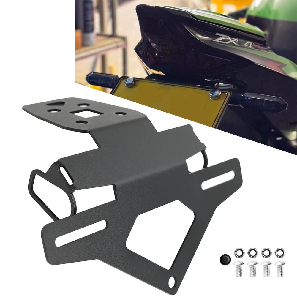 Motorbike ZX4R License Plate Holder Frame Bracket Rear Tail Tidy LED light For Kawasaki ZX4RR ZX 4R 2023 2024 ZX-4RR Accessories