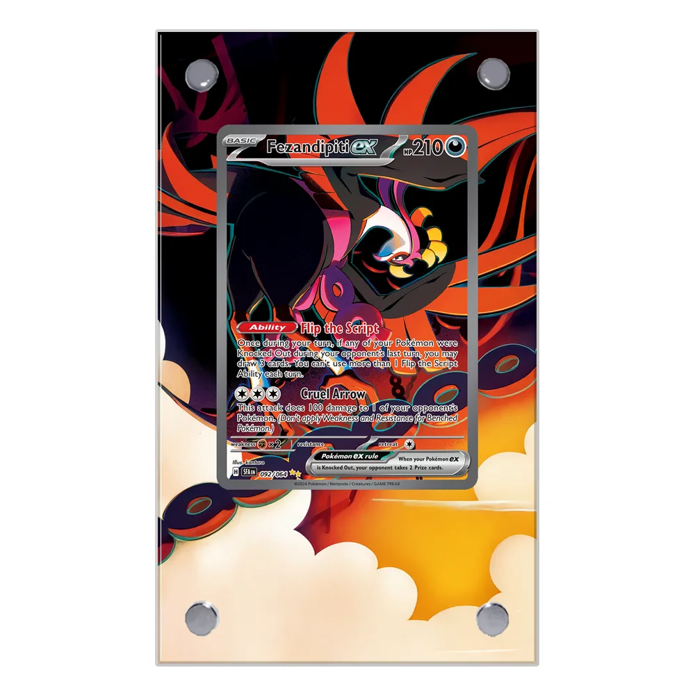 Pokemon Fezandipiti Pecharunt Estendido Arte Display Caso Coleção Cartão Estendido Pintura Psa Anime Display Rack Excluindo