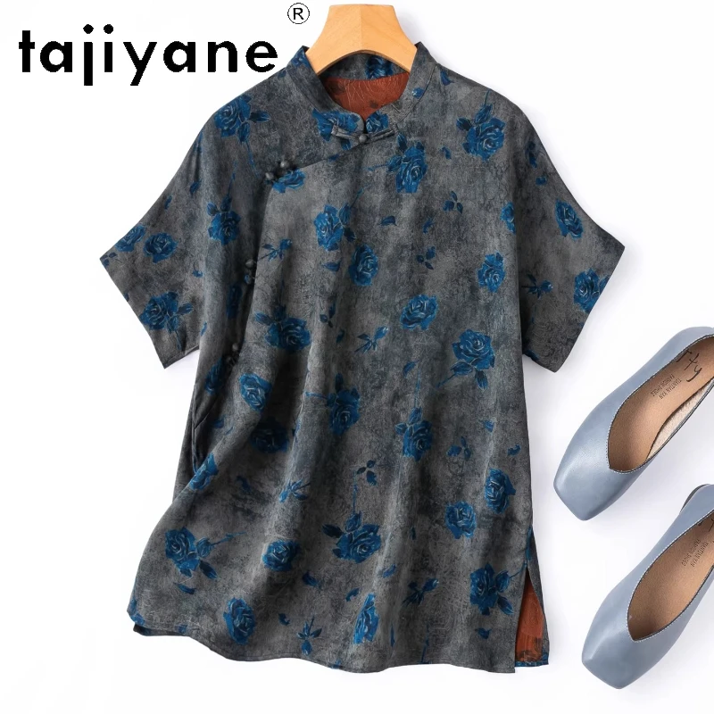 

TAJIYANE 24MM 100% Mulberry Silk Blouse Xiangyun Sha Short Sleeve Shirts Women High Quality Summer Tops for Woman Clothes 2026