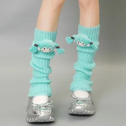 Hatsune Miku Green Knitted Pile Socks Mid-tube Autumn/winter Cute Pink Personality Doll Calf Cover